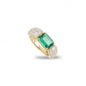 Yellow Gold Emerald & Diamond Dress Ring 1.96ct